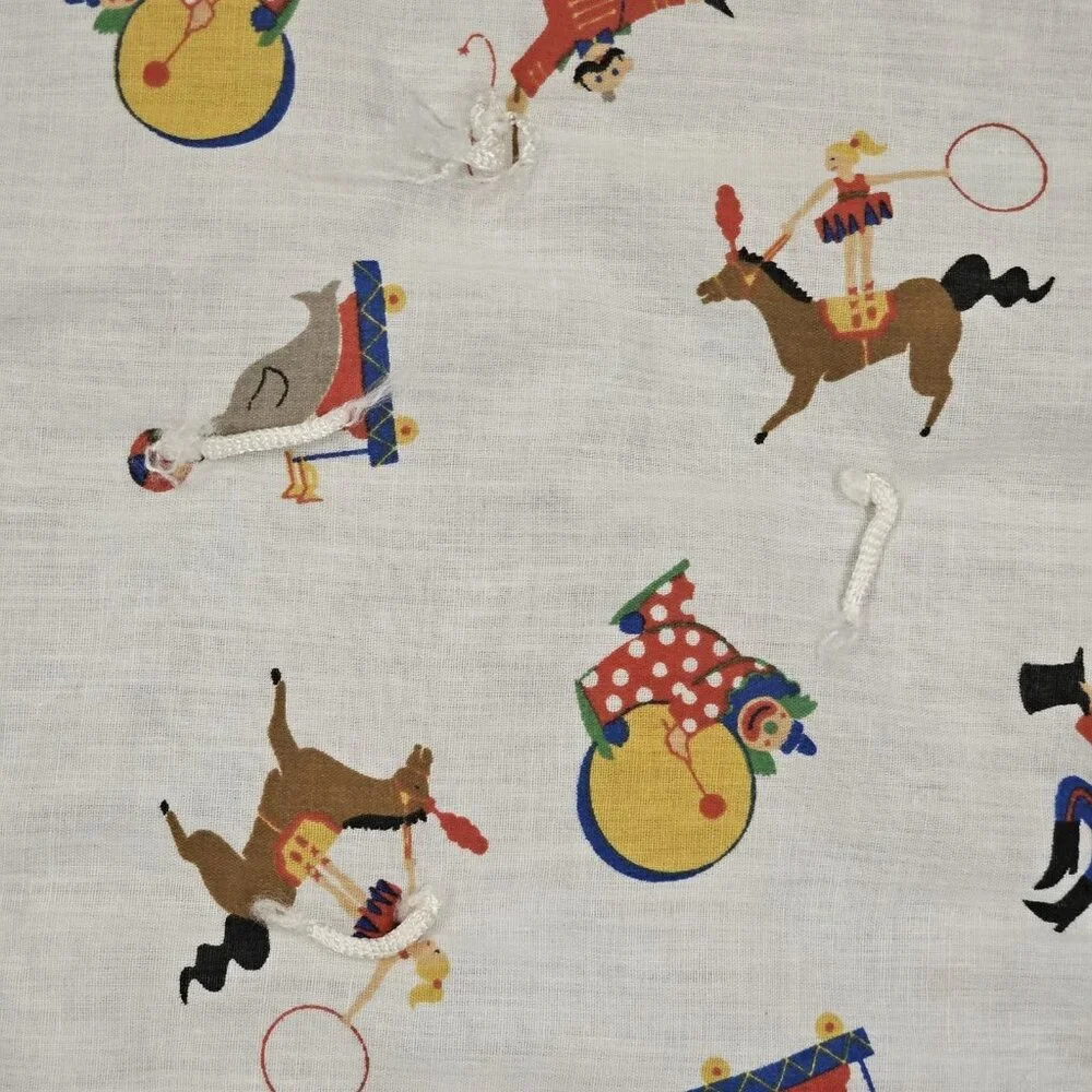 VTG Circus‎ Print Baby Quilt Blanket Tummy Time Clown Unisex White Blue 32x44